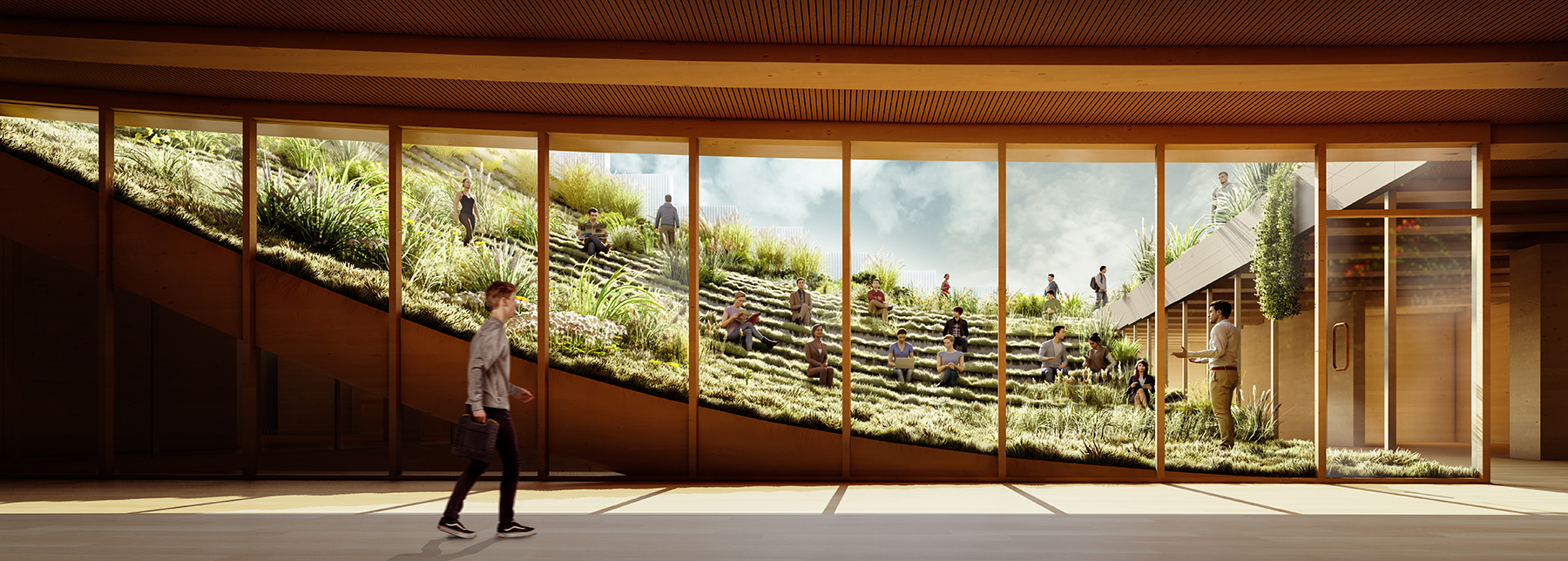 interior ground floor looking out to central park area