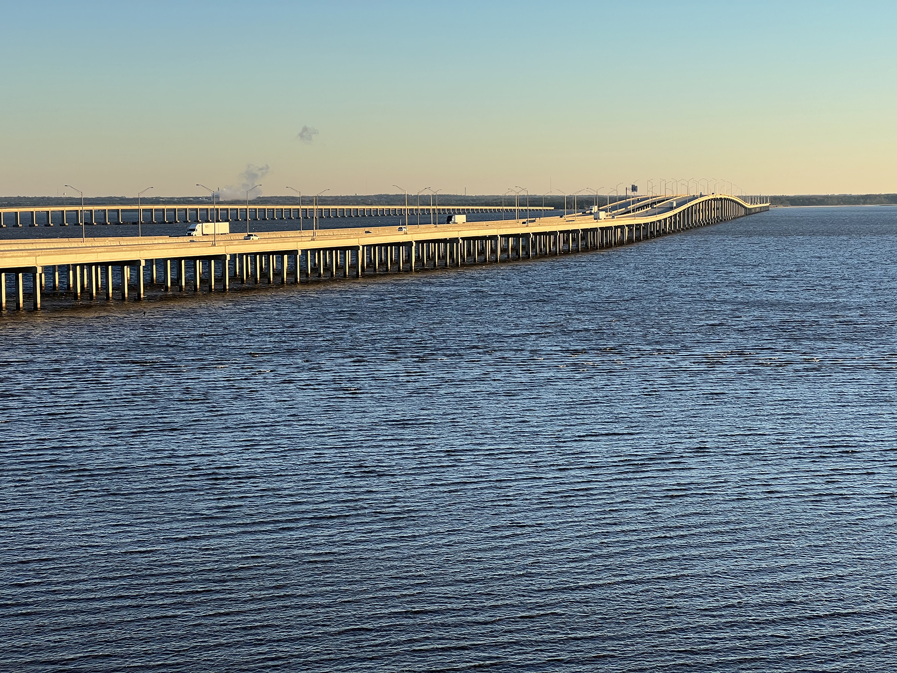 long bridge carries vehicles over water