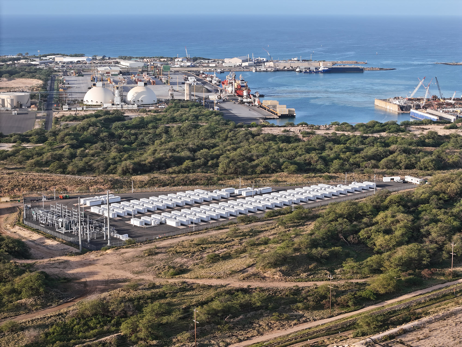 large batteries near a coastline