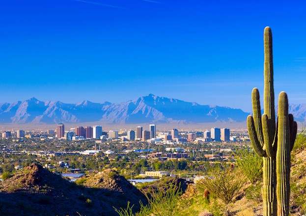 Phoenix skyline with mountains in the background